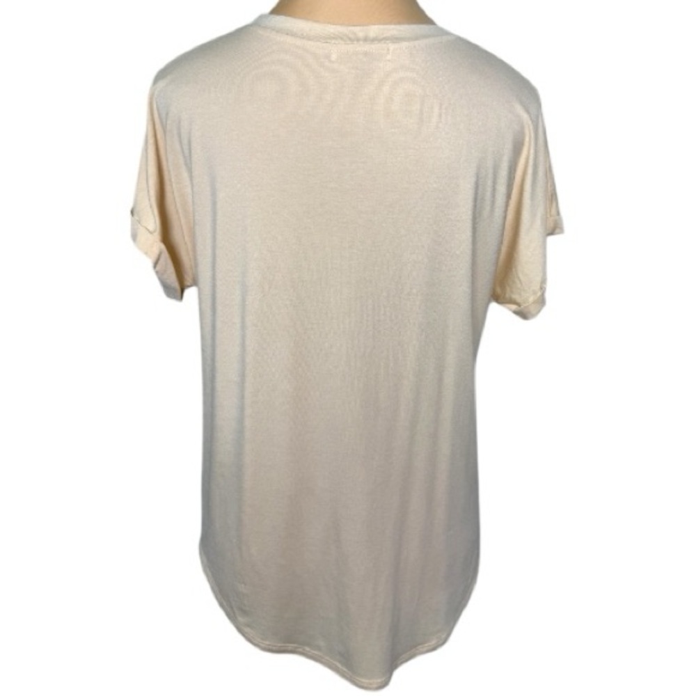 Sunset West NWOT Yosemite Short Cuffed Sleeves Tie Front Cream T-Shirt Size XL - Picture 4 of 7